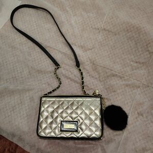 Gold Quilted Betsey Johnson Purse Crossbody Bag